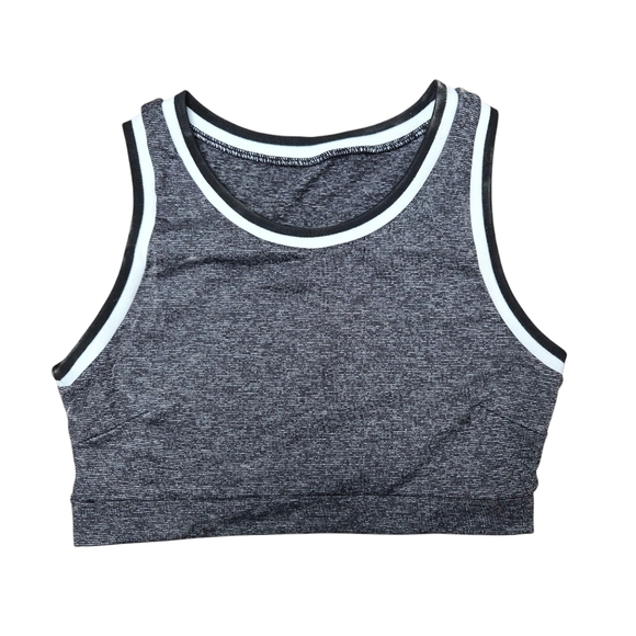 Mono B Athleisure Active Black Gray Ribbed Sports Bra Size Large - Picture 1 of 6